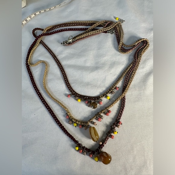 Long three strand boho casual necklace with glass beads - Picture 6 of 7